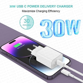 Για Apple Original 30W Quick Charger Για iPhone 11 13 12 14 15 16 Pro Max Mini XR XS X 8 Plus Γρήγορη φόρτιση Τύπος C Καλώδιο iPhone