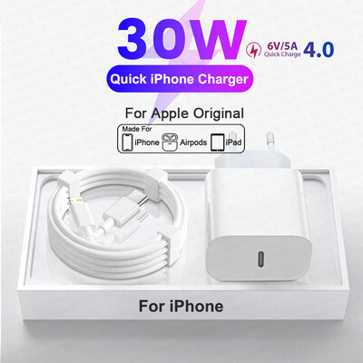 Za Apple Original 30W brzi punjač za iPhone 11 13 12 14 15 16 Pro Max Mini XR XS X 8 Plus brzo punjenje tip C iPhone kabel