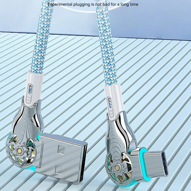 PD 30 W super brzi kabel za punjenje, rotacija u koljenu od 180 stupnjeva, USB A tipa C do tipa C kabel s pletenim podatkovnim kabelom od lake legure cinka