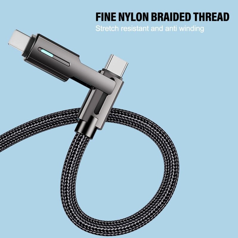 Преносим 4-в-1 мулти-USB кабел Бързо зареждане 1.2M/2M Телефонен кабел TYPE-C Зарядно устройство за данни Материал от цинкова сплав