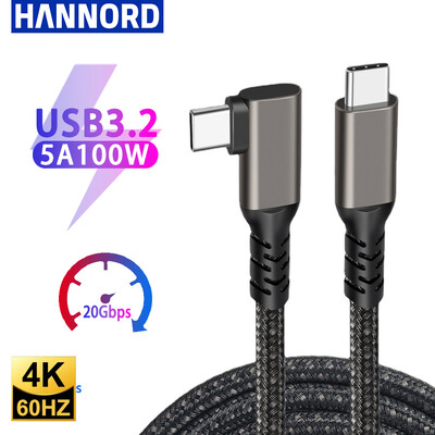 USB C 3.2 Gen 2 tip C na USB C kabel 20Gbps 4K@60HZ video VR podatkovni kabel 5A 100W PD brzo punjenje za prijenosno računalo Macbook Pro iPad