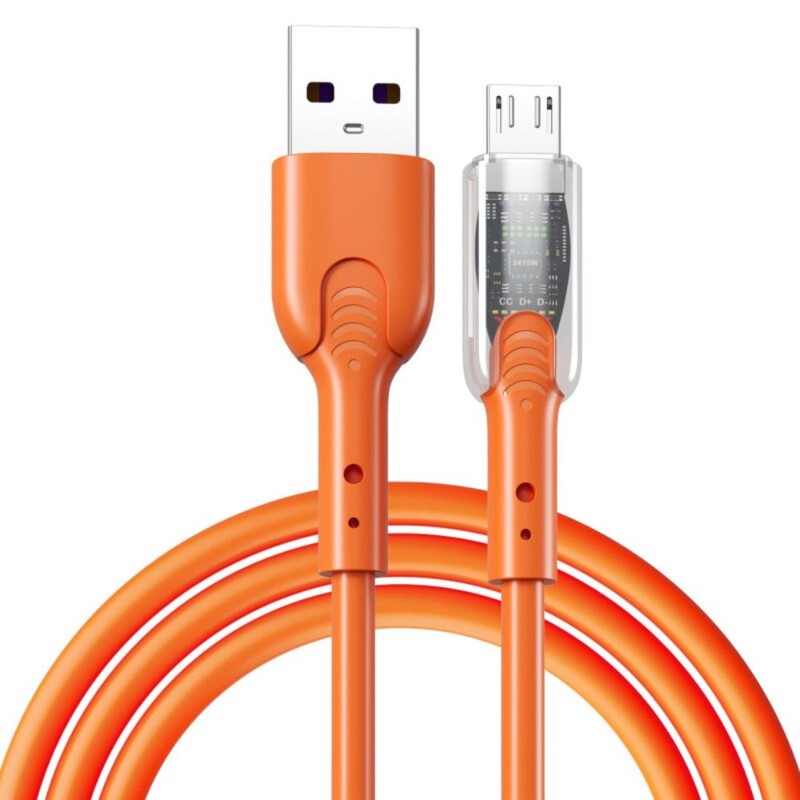 Моден тип C/Micro USB 65W USB C кабел 6A Кабел за данни за бързо зареждане Прозрачен изглед 1m Зареждане на мобилен телефон