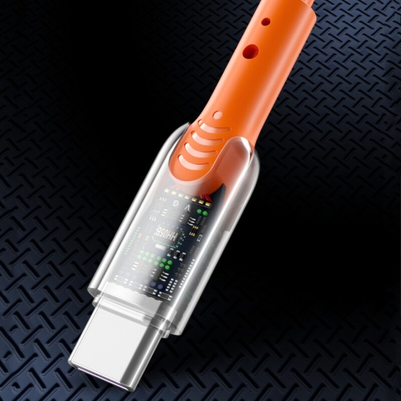 Моден тип C/Micro USB 65W USB C кабел 6A Кабел за данни за бързо зареждане Прозрачен изглед 1m Зареждане на мобилен телефон