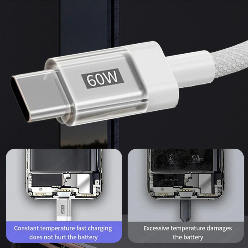 Tip C do C Kabeli za brzo punjenje Prozirne pletene žice za Samsung S24 Mi Google Huawei Android telefone USB-C podatkovni kabel