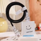 Smiling Face Charger apsauginis dėklas, tinka Apple 18W-20W iPhone 15 16 14 greito įkroviklio įkrovimo apsaugai duomenų laido vyniotuvui