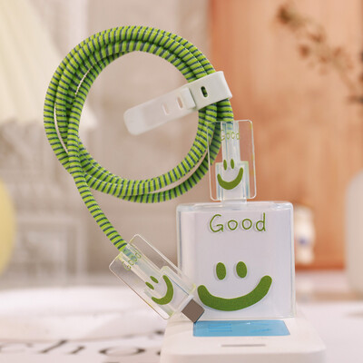 Smiling Face Charger apsauginis dėklas, tinka Apple 18W-20W iPhone 15 16 14 greito įkroviklio įkrovimo apsaugai duomenų laido vyniotuvui