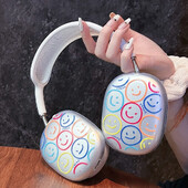 За AirPods Max Прозрачен калъф със сладък модел Мек силиконов TPU удароустойчив капак Калъф Защитни калъфи Аксесоари за слушалки