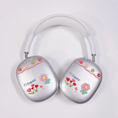 За AirPods Max Прозрачен калъф със сладък модел Мек силиконов TPU удароустойчив капак Калъф Защитни калъфи Аксесоари за слушалки