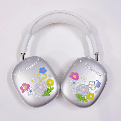 За AirPods Max Прозрачен калъф със сладък модел Мек силиконов TPU удароустойчив капак Калъф Защитни калъфи Аксесоари за слушалки