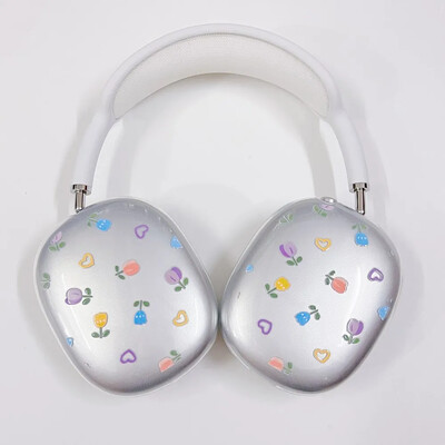 За AirPods Max Прозрачен калъф със сладък модел Мек силиконов TPU удароустойчив капак Калъф Защитни калъфи Аксесоари за слушалки