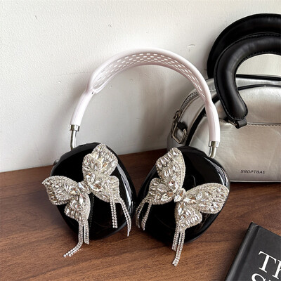 Сладък калъф за слушалки с панделка от кристали за Apple Airpods Max защитно покритие Силиконови калъфи за зареждане на слушалки за Airpodsmax Funda