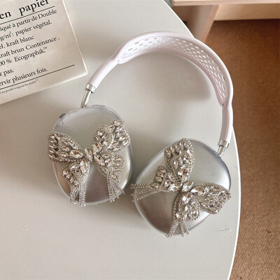 Сладък калъф за слушалки с панделка от кристали за Apple Airpods Max защитно покритие Силиконови калъфи за зареждане на слушалки за Airpodsmax Funda