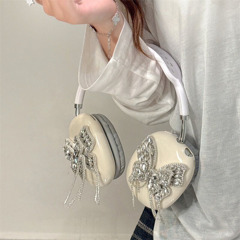 Сладък калъф за слушалки с панделка от кристали за Apple Airpods Max защитно покритие Силиконови калъфи за зареждане на слушалки за Airpodsmax Funda