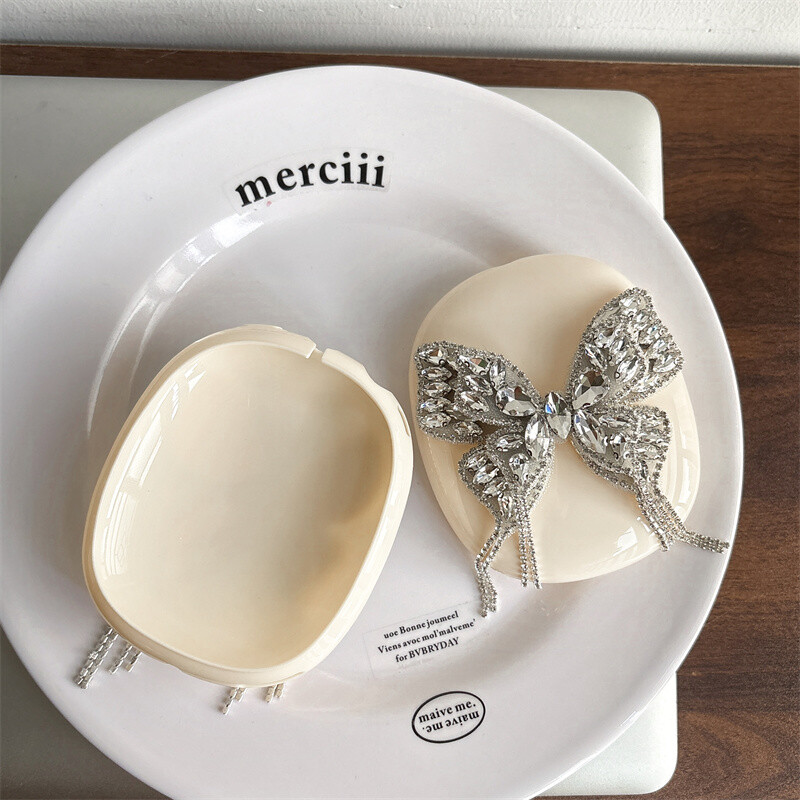 Сладък калъф за слушалки с панделка от кристали за Apple Airpods Max защитно покритие Силиконови калъфи за зареждане на слушалки за Airpodsmax Funda