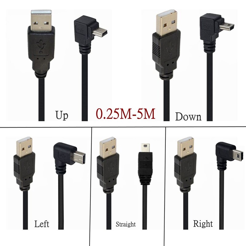 5M 3M USB Type-A do Mini 5Pin GORE Dolje Lijevo Desno kutno 90 stupnjeva Kabel za brzi podatkovni punjač za GPS navigator Jy27 20 Dropship