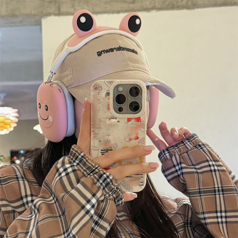 Prijatna za kožu za Airpods Max torbica za slušalice Slatka crtana žaba Mekana silikonska zaštitna maska za Apple Airpods Max slušalice