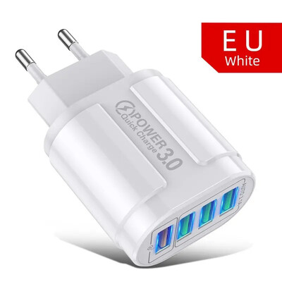 48W QC3.0 Brzi punjač 4USB EU Standard Putni Prijenosni 4 porta Brzo punjenje Prikladno za Android iPhone Xiaomi Ostali uređaji