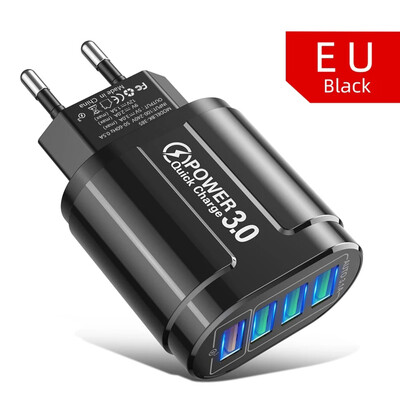 48W QC3.0 Brzi punjač 4USB EU Standard Putni Prijenosni 4 porta Brzo punjenje Prikladno za Android iPhone Xiaomi Ostali uređaji