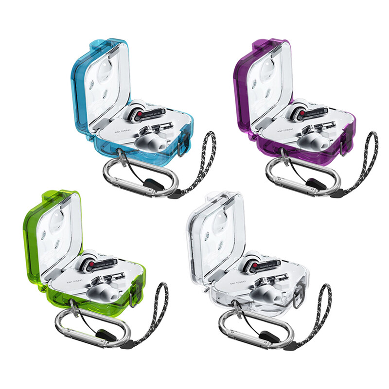 Kućište za PC slušalice Prozirna bombona boja Poklopac za bežične slušalice s kukicom za uzicu Zaštita od pada Zaštita od pada za Nothing Ear 2