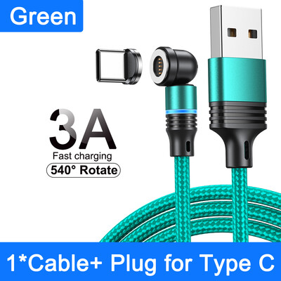 AUFU 540 Magnetski kabel 3A brzo punjenje mikro USB tip C kabel za iPhone Xiaomi Samsung magnetni punjač telefonski podatkovni kabel žica