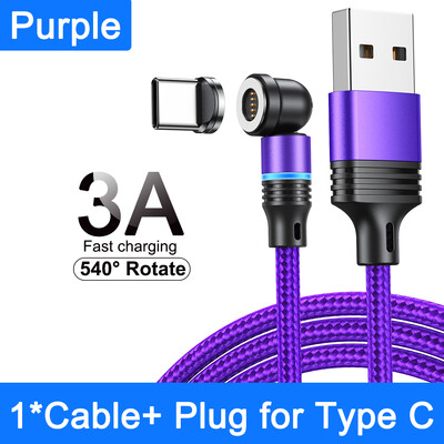 AUFU 540 Magnetski kabel 3A brzo punjenje mikro USB tip C kabel za iPhone Xiaomi Samsung magnetni punjač telefonski podatkovni kabel žica
