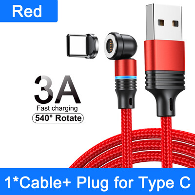 AUFU 540 Magnetski kabel 3A brzo punjenje mikro USB tip C kabel za iPhone Xiaomi Samsung magnetni punjač telefonski podatkovni kabel žica