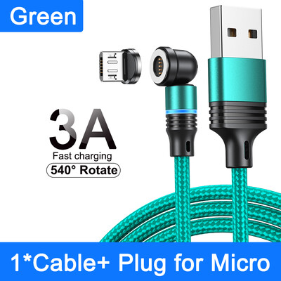 AUFU 540 Magnetski kabel 3A brzo punjenje mikro USB tip C kabel za iPhone Xiaomi Samsung magnetni punjač telefonski podatkovni kabel žica