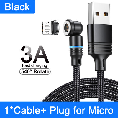 AUFU 540 Magnetski kabel 3A brzo punjenje mikro USB tip C kabel za iPhone Xiaomi Samsung magnetni punjač telefonski podatkovni kabel žica
