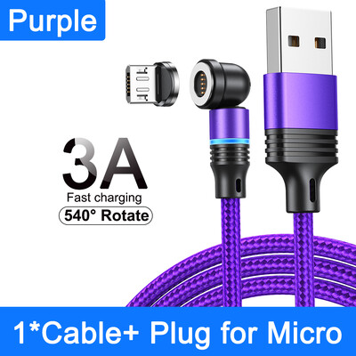 AUFU 540 Magnetski kabel 3A brzo punjenje mikro USB tip C kabel za iPhone Xiaomi Samsung magnetni punjač telefonski podatkovni kabel žica