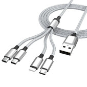 Kelių įkroviklio laidas 4 viename įkrovimo kabelis USB greitas įkrovimas į Android iPhone C tipo įkroviklis iPhone Huawei Android telefonams