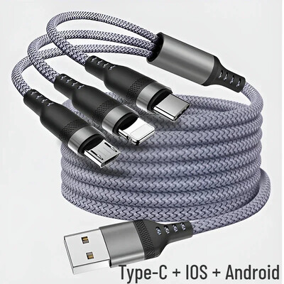 Kelių įkroviklio laidas 4 viename įkrovimo kabelis USB greitas įkrovimas į Android iPhone C tipo įkroviklis iPhone Huawei Android telefonams
