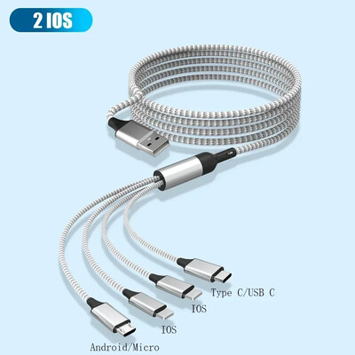 Kelių įkroviklio laidas 4 viename įkrovimo kabelis USB greitas įkrovimas į Android iPhone C tipo įkroviklis iPhone Huawei Android telefonams