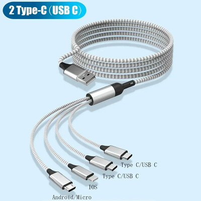Kelių įkroviklio laidas 4 viename įkrovimo kabelis USB greitas įkrovimas į Android iPhone C tipo įkroviklis iPhone Huawei Android telefonams