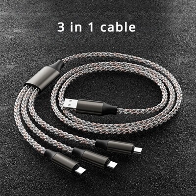 RGB Symphony nuo vieno iki trijų duomenų kabelio gradiento šviečiantis 66w itin greito įkrovimo kvėpuojanti lempa Mobiliojo telefono įkrovimo usb c laidas