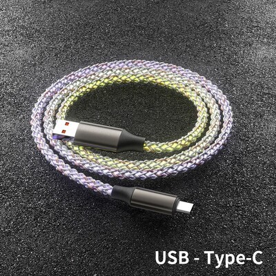 RGB Symphony nuo vieno iki trijų duomenų kabelio gradiento šviečiantis 66w itin greito įkrovimo kvėpuojanti lempa Mobiliojo telefono įkrovimo usb c laidas