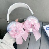 Slatka djevojka, ružičasta svilena mašna, mekana maska za slušalice, zaštitni poklopac za Apple Airpods Max