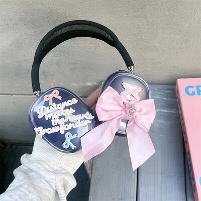 Slatka djevojka, ružičasta svilena mašna, mekana maska za slušalice, zaštitni poklopac za Apple Airpods Max