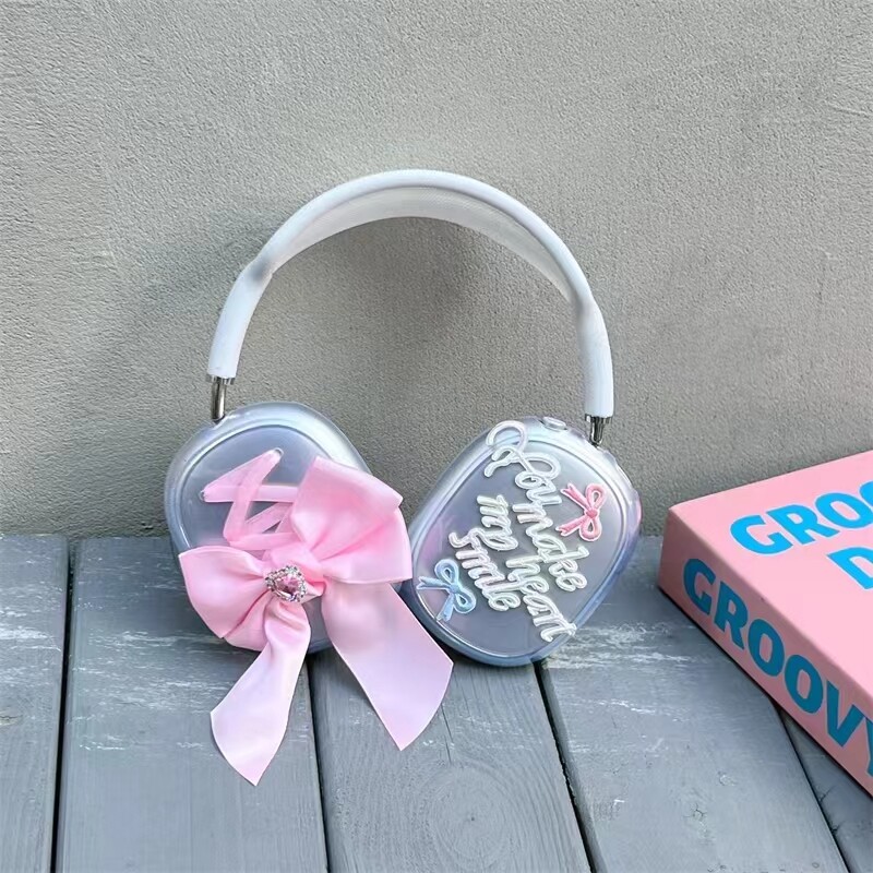 Slatka djevojka, ružičasta svilena mašna, mekana maska za slušalice, zaštitni poklopac za Apple Airpods Max