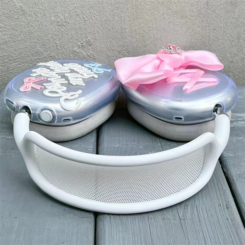 Slatka djevojka, ružičasta svilena mašna, mekana maska za slušalice, zaštitni poklopac za Apple Airpods Max