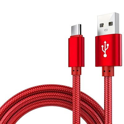 Кабел от USB A към тип C, синхронизиране на дата, бързо зареждане, кабел с найлонова плетена жица, зарядно устройство за Samsung, Huawei, Android, USB C, мобилен телефон 1M