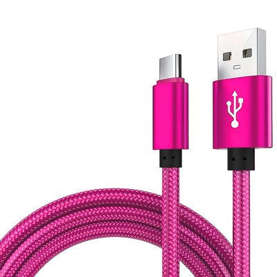 Кабел от USB A към тип C, синхронизиране на дата, бързо зареждане, кабел с найлонова плетена жица, зарядно устройство за Samsung, Huawei, Android, USB C, мобилен телефон 1M