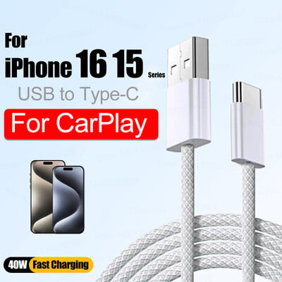 40 W-os USB-C típusú kábel iPhone 16 15 Pro Max gyorstöltő kábelekhez Connect CarPlay Exclusive Apple 15 16 Plus C adatvonalhoz