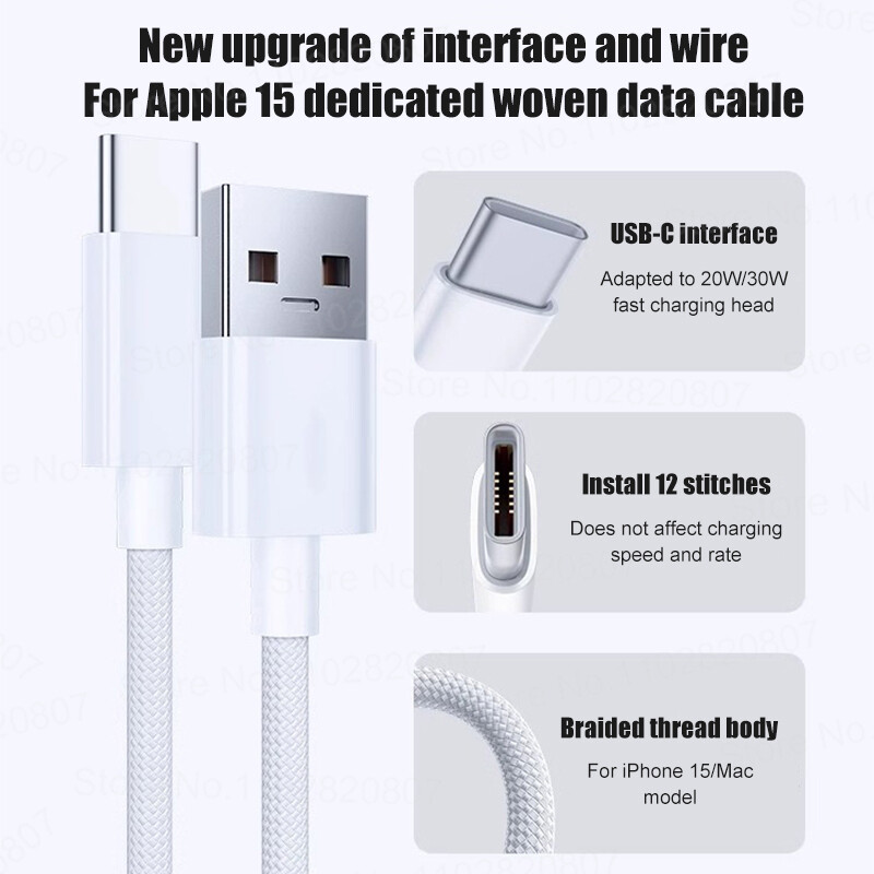 40W USB na tip C kabel za iPhone 16 15 Pro Max Kabeli za brzo punjenje Connect CarPlay Exclusive za Apple 15 16 Plus C Data Line