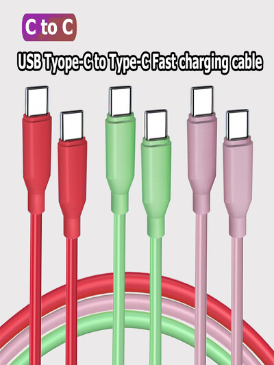 USB C-C típusú kábel Samsung Huawei iPhone 15 PD 60W gyors adattöltő töltőhöz USB vezetékes kábel folyékony szilikon kábel 2,8M