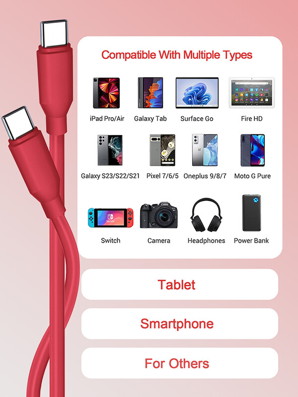 Кабел от USB C към тип C за Samsung Huawei iPhone 15 PD 60W зарядно устройство за бързо зареждане на данни USB проводник Кабел от течен силикон 2,8M