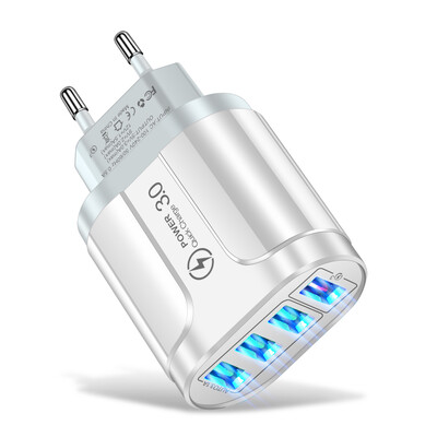 4 USB 45W USB punjač Fast Charge QC 3.0 zidno punjenje za iPhone 15 14 Samsung Xiaomi Mobile 4 porta EU US Plug Adapter Travel