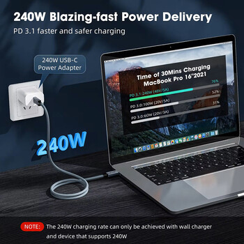 40gbps thunderbolt4 type c 240w USB4 καλώδιο γρήγορης φόρτισης συμβατό thunderbolt 3 USB c καλώδιο μεταφοράς δεδομένων 8K για MacBook Dock