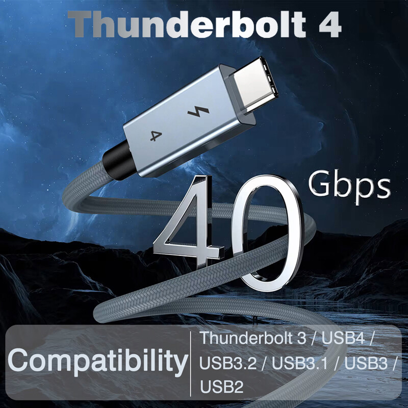 40gbps thunderbolt4 type c 240w USB4 greito įkrovimo laidas, suderinamas su Thunderbolt 3 USB c duomenų perdavimo kabelis 8K, skirtas MacBook Dock