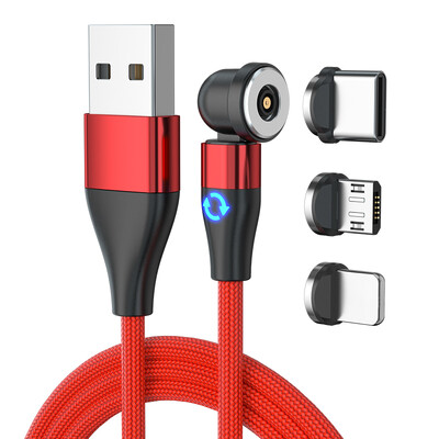 3 az 1-ben 540 forgó mágneses USB TYPE C töltőkábel Xiaomi Samsung Redmi Micro USB TYPE C készülékhez iPhone Android telefonhoz USB kábel