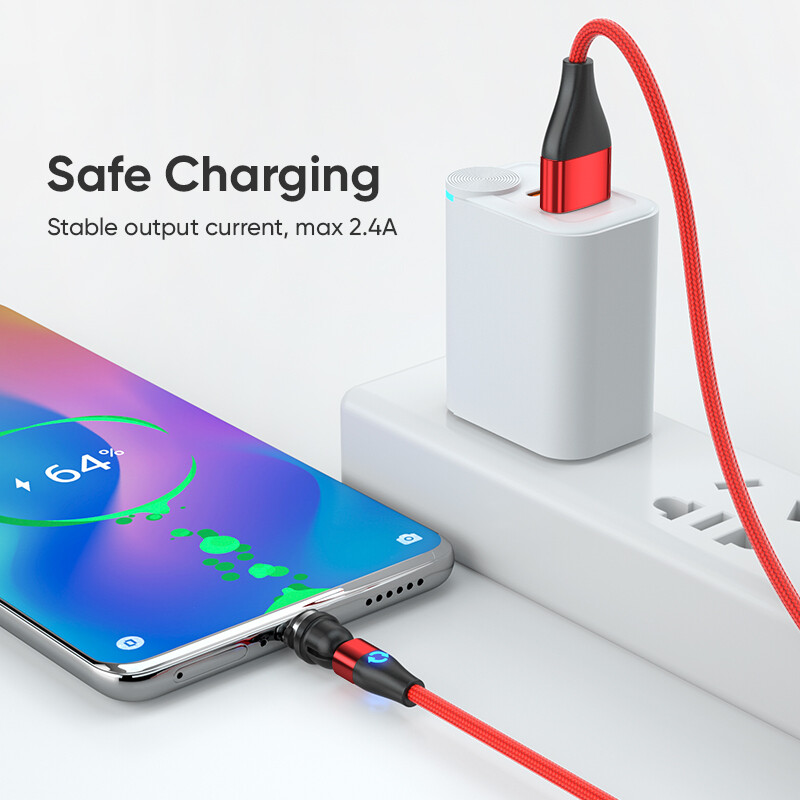3 in 1 540 rotacinis magnetinis USB TYPE C įkrovimo laidas, skirtas Xiaomi Samsung Redmi Micro USB TYPE C, skirtas iPhone Android telefono USB laidas